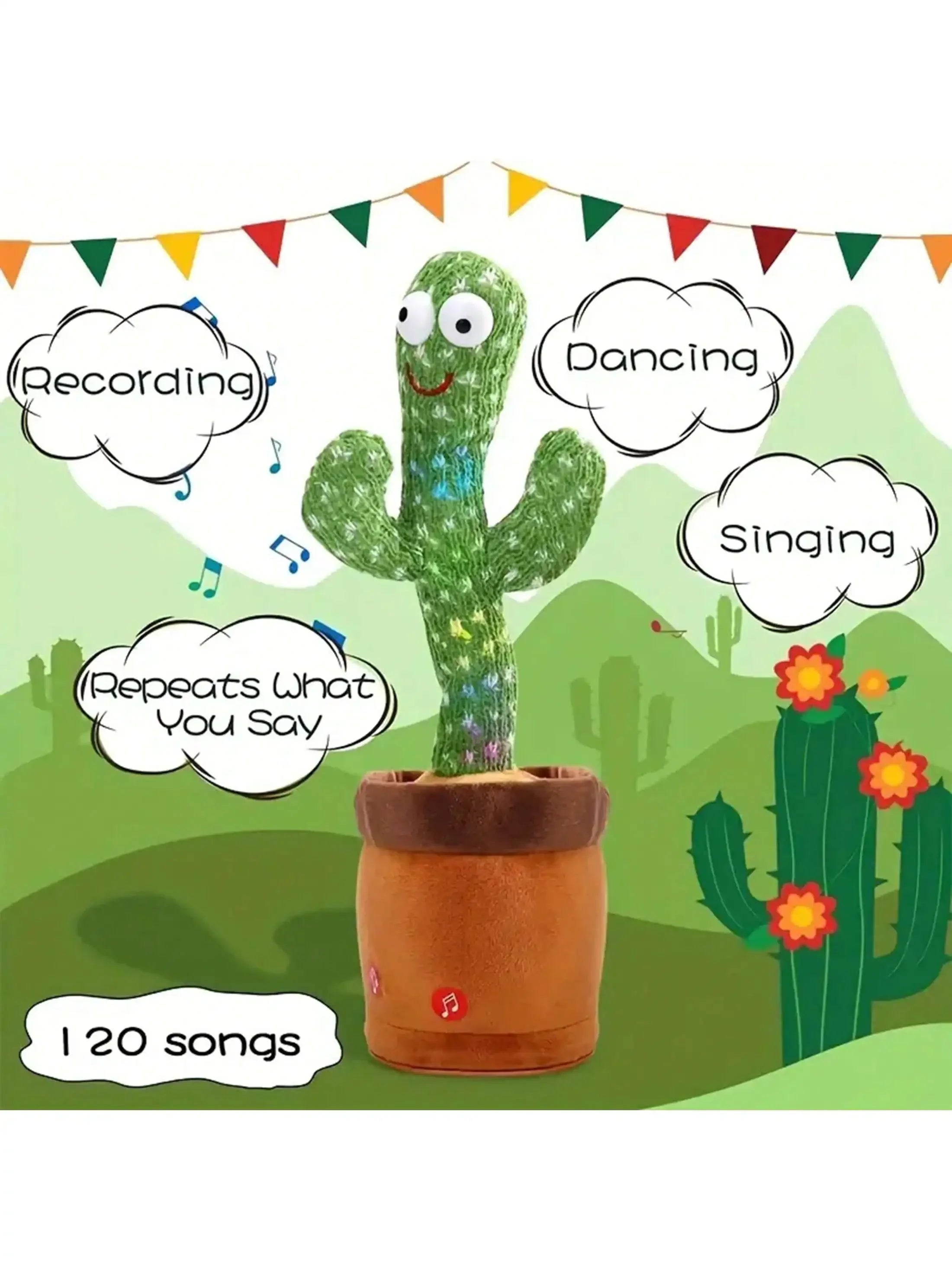 Cactus Bailarín que Habla y Canta | Repite lo que Dices | Juguete para Bebés 🌵 - Firu Total Sales