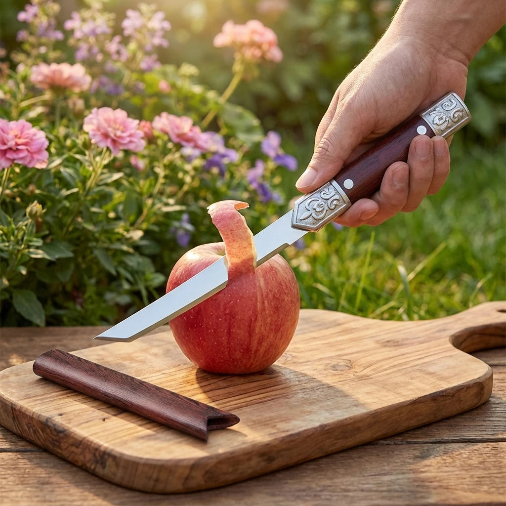 Outdoor stainless steel fruit knife high-end survival small straight knife portable camping knife multi-functional peeling knife