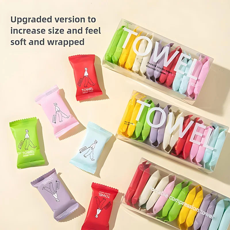 Thoughtful Valentines Gift for Him/Her -Individually Wrapped Compressed Towels,Soft Cotton Facial Towellets for Travel, Hygienic