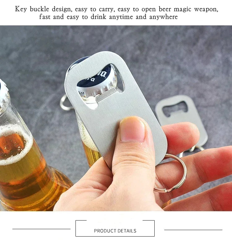 Metal Portable Creative Stainless Steel Bottle Opener Keychain Soda Drink Starter Portable Bottle Openers Bar Key Chain Pendant
