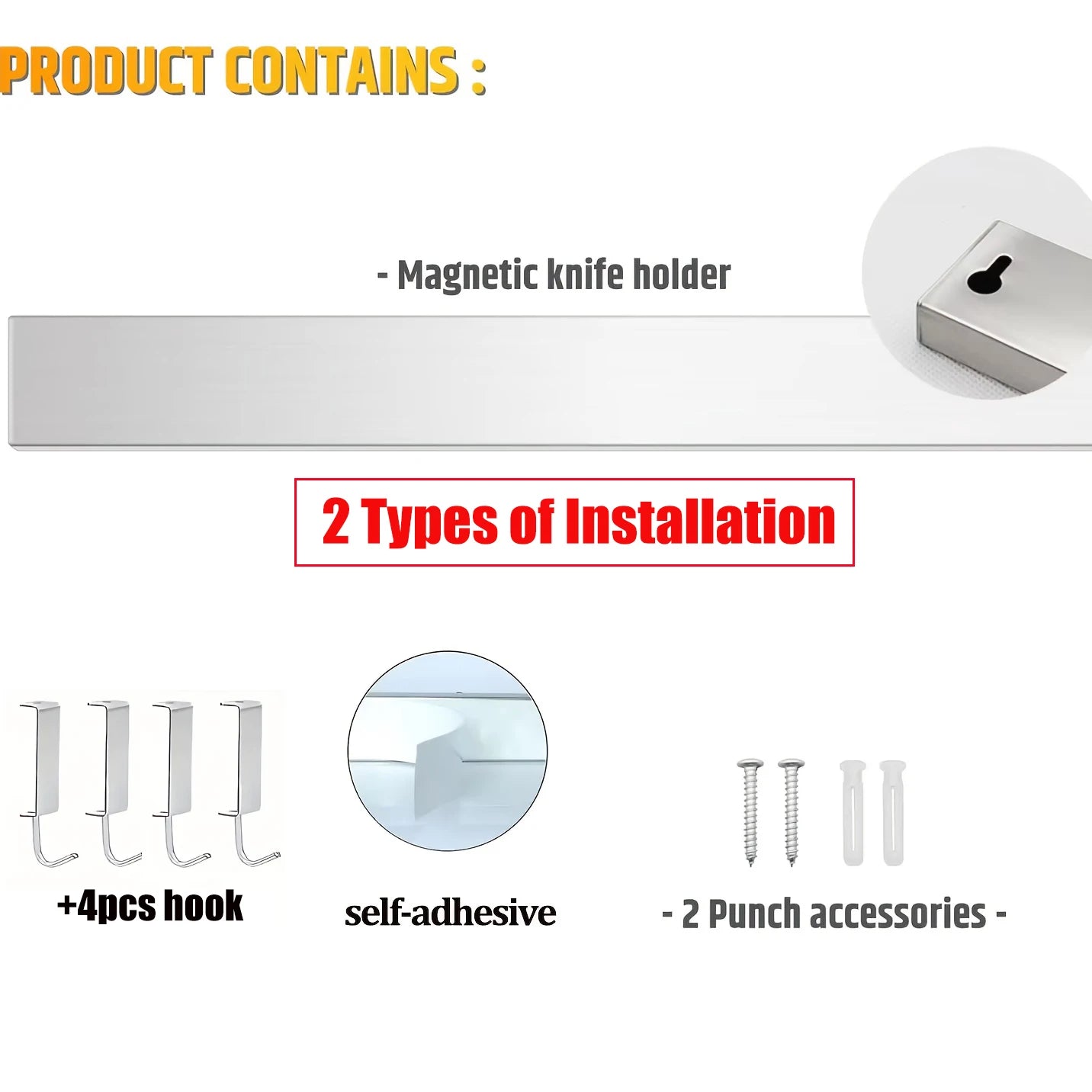 40CM 50CM Stainless Steel Knife Stand Magnetic Knife Holder Wall Block Storage Rack for Knives Kitchen Accessories Organizer