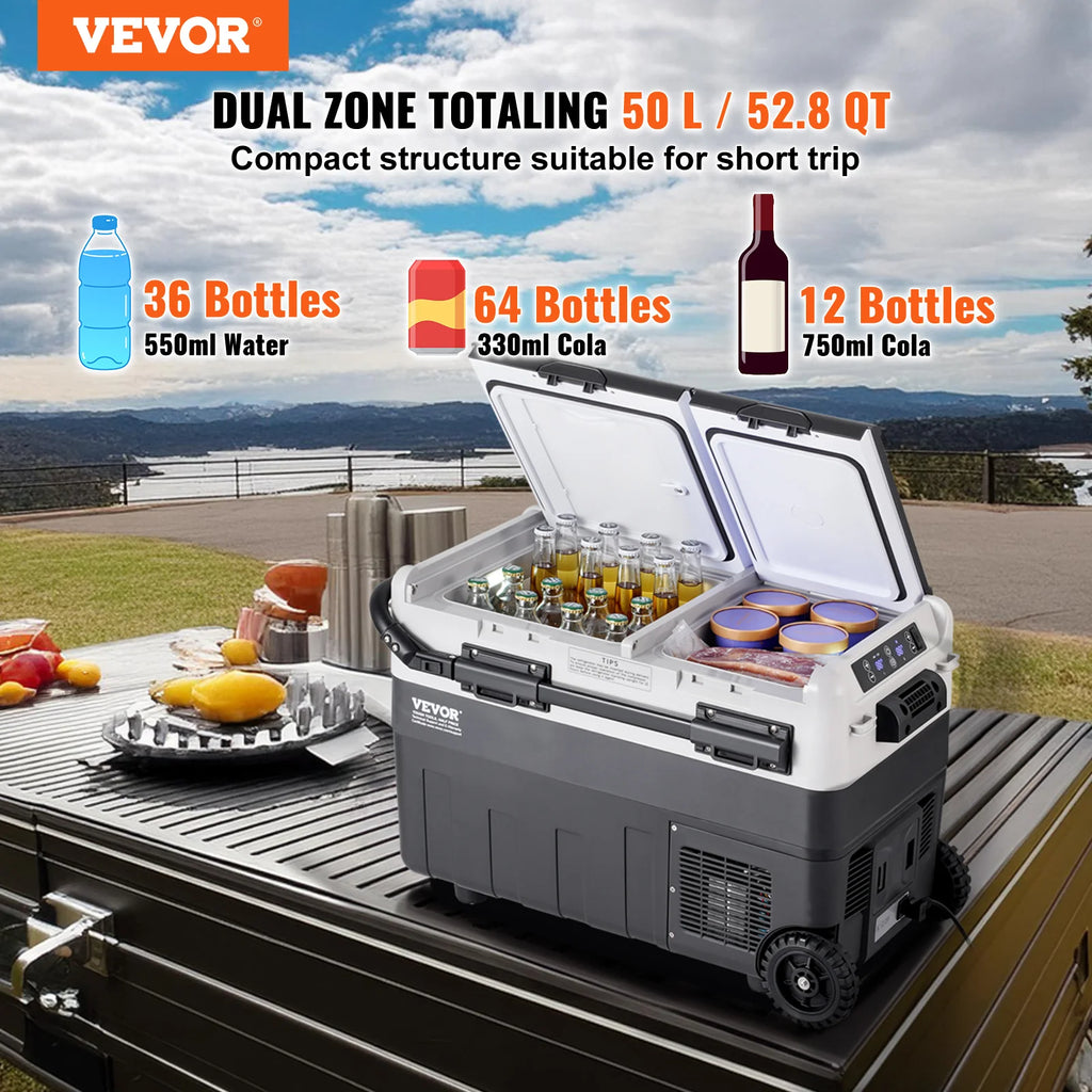 SucceBuy 40/50/58L Portable Car Refrigerator 12VoltCar Refrigerator Fridge Dual Zone Portable Freezer Compressor Cooler for Home