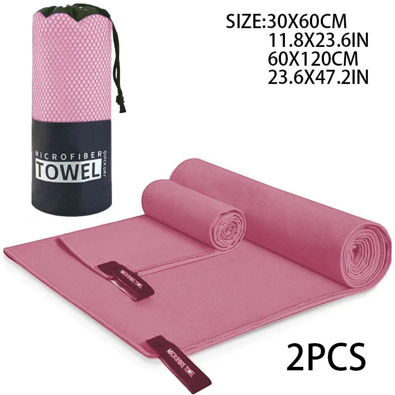 2-pcs Microfibre set sports towel fitness swimming towel body bath towel canbeused for yoga running camping beach WashclothTowel