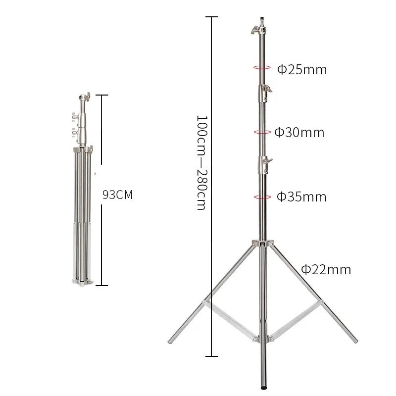 Super Stable Stainless Steel Big Tripod 2.8M Foldable Lighting Stand Tripod Photography For Fill Spot Light Softbox Photo Studio