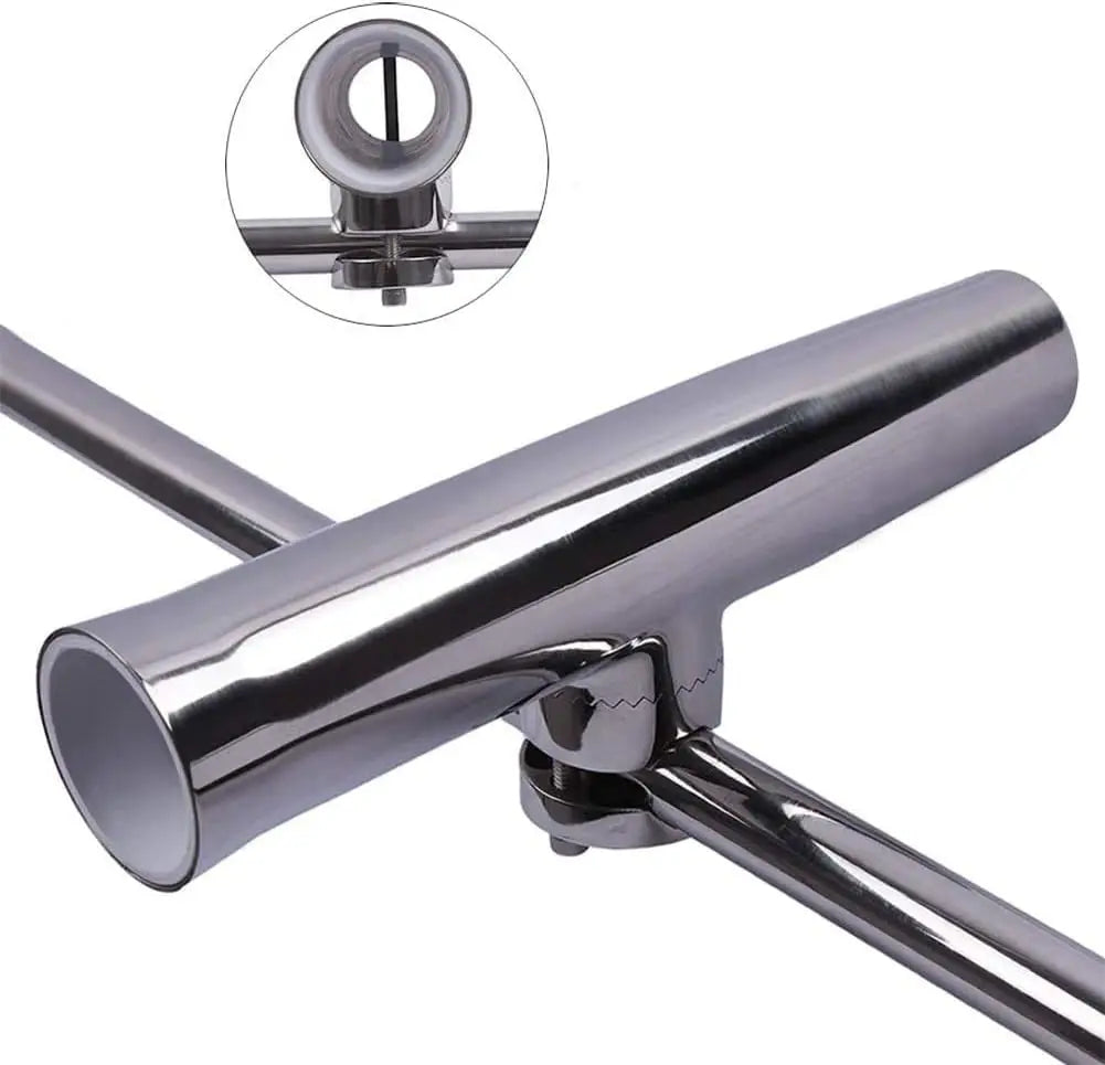 2PCS Adjustable Fishing Rod Holders, 316 Stainless Steel Clamp for 7/8" to 1" Rail, Tournament Style