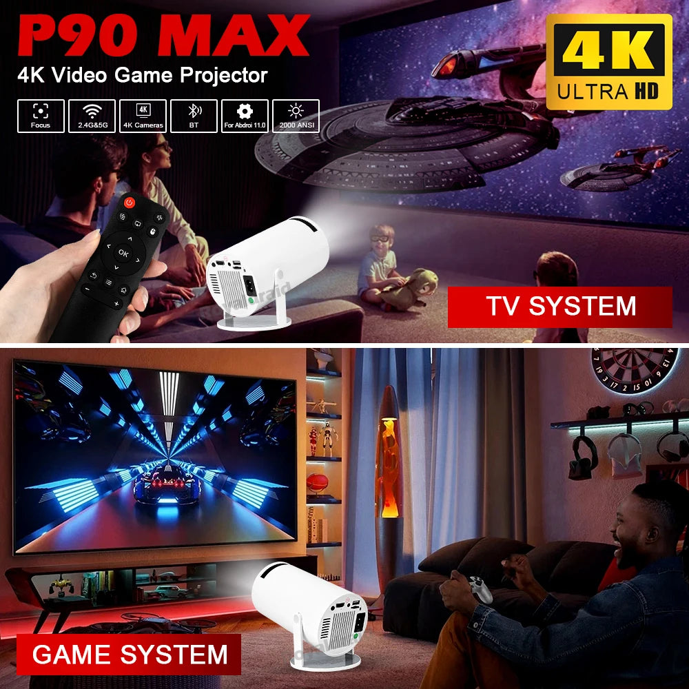 Proyector Gaming P90 Max HeroAngel | 4K 1080P | Android 11 | 19000+ Juegos | 2 Controles Inalámbricos - Firu Total Sales