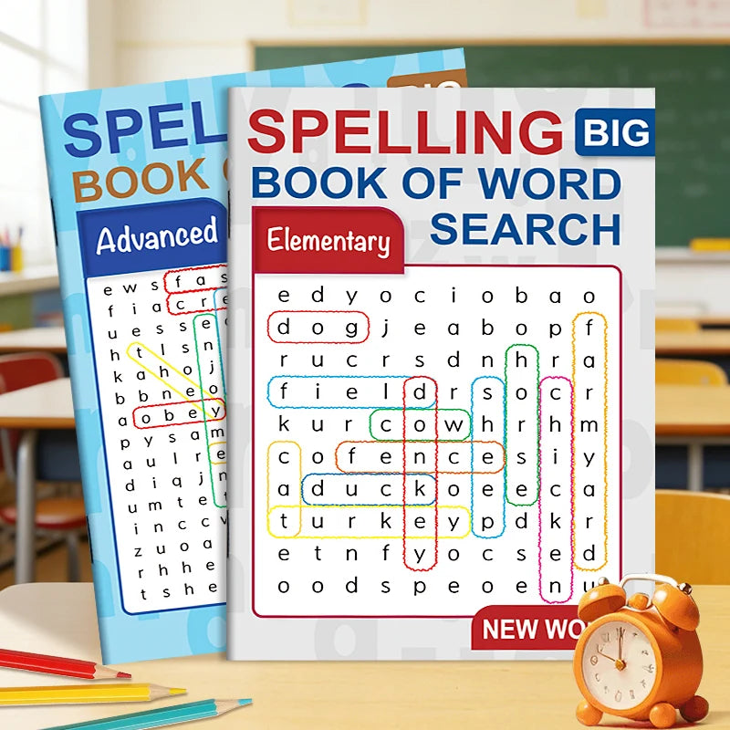 Spelling Book of Word Search Advanced & Elementary 32 Pages Mixed Words Puzzle Book for Adults Brain Exercise & Entertainment