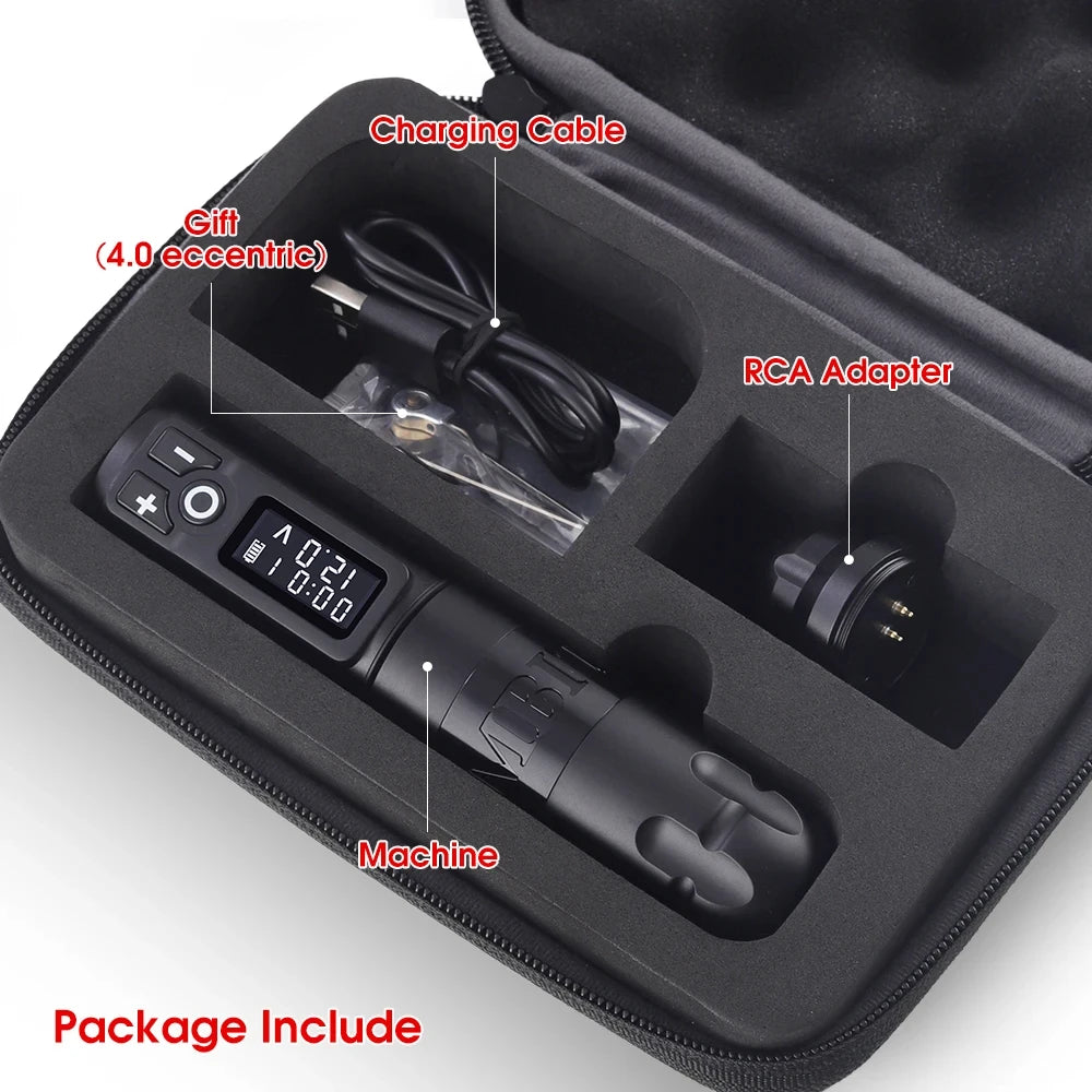 Ambition Soldier Wireless Tattoo Machine Rotaty Battery Pen 2400mAh LED Digital Display For Body Artwith Portable Power Pack