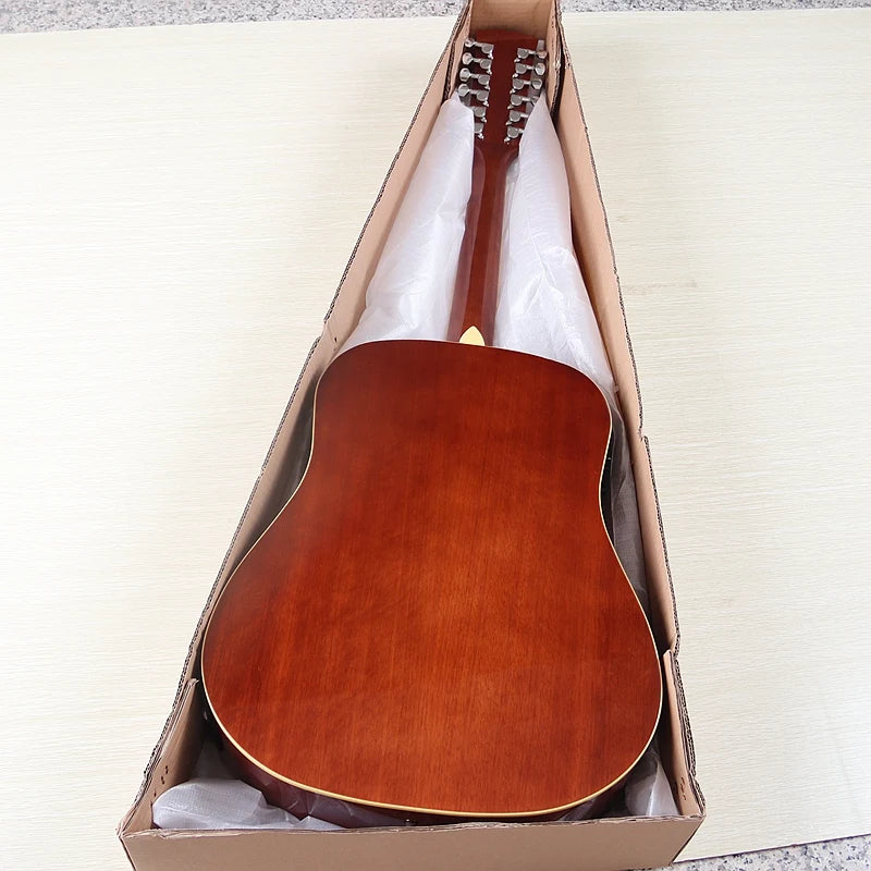Guitarra Acústica de 12 Cuerdas 41" | Madera Spruce | Diseño Folk | Negro y Natural 🎸