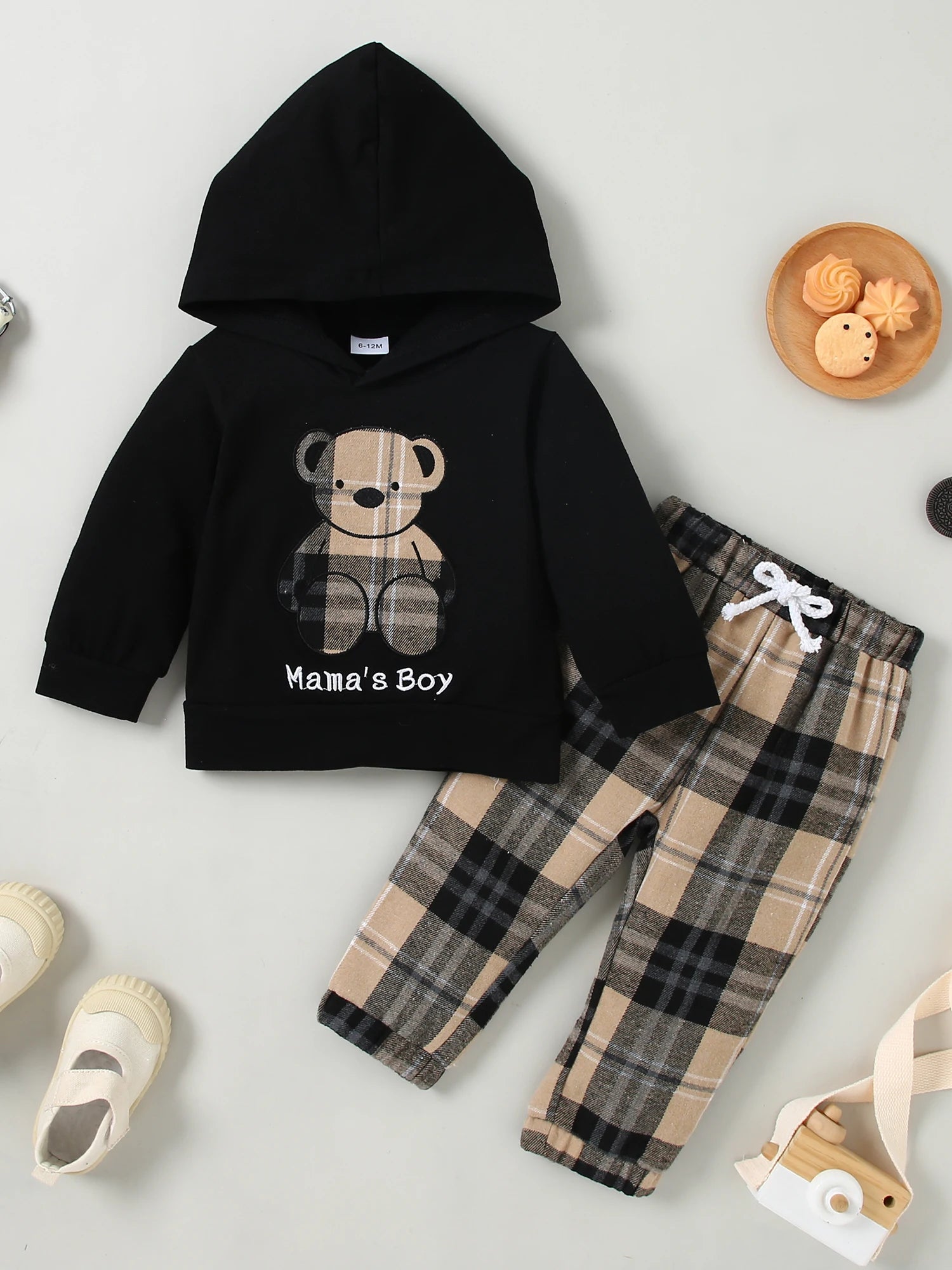 Toddler Baby Boys Clothes Bear Printed Hoodie Sweatshirt Tops+Camouflage Long Pants 2PCS Outfits Set