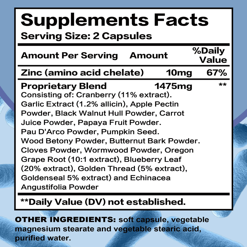 Parasite Blast Detox Complex - Eliminate Parasites, Cleanse The Intestines, and Improve Digestion - 120 Capsules