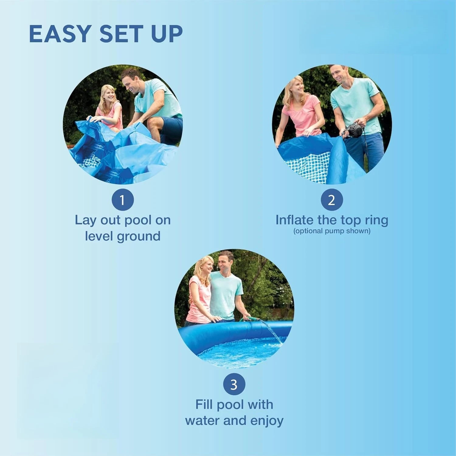 Bestseller26165EH Easy Set Inflatable Swimming Pool Set: 15ft x 42in – Includes 1000 GPH Cartridge Filter Pump – Removable Ladde
