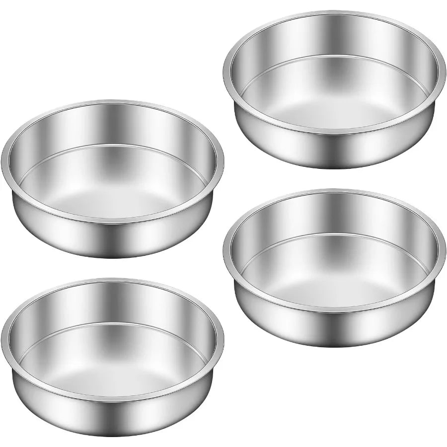 Set 4 Moldes Redondos de Acero Inoxidable 8" para Pasteles | Apilables | Lavavajillas 🎂