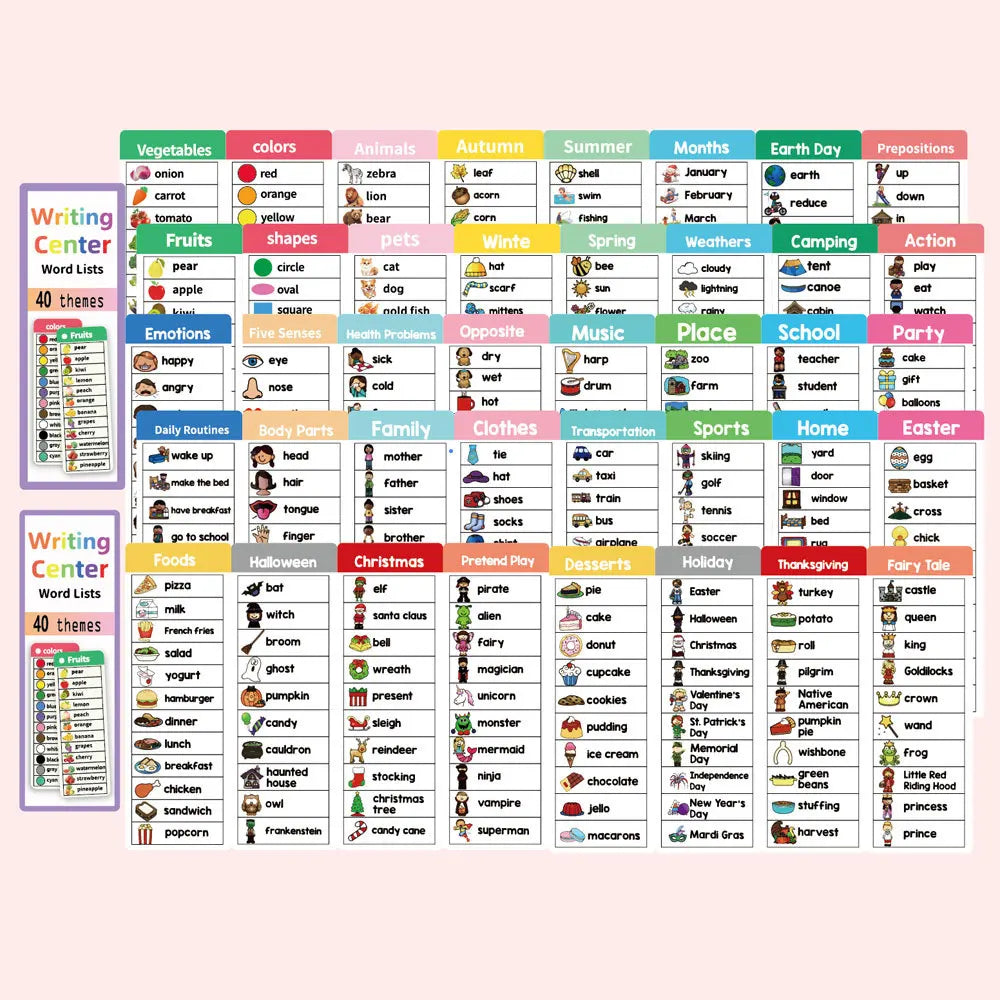 40 Themes Word Cards Puzzle Educational Toy Word Flashcards English Student Learning Cards Teacher Teaching Aids Word Cards