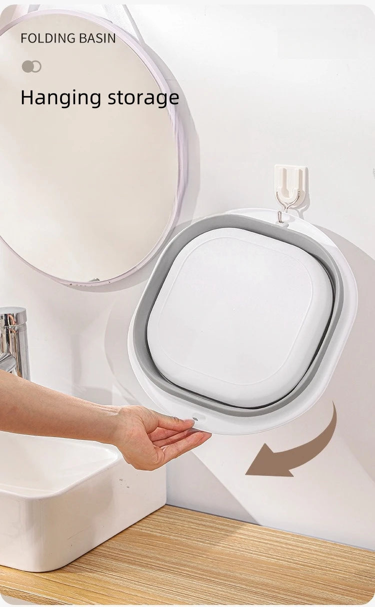 Folding Washbasin Silicone Portable Basin Foldable Bucket Camping Sink Bath Goods Dorm Room Essential Collapsible Laundry Bowl