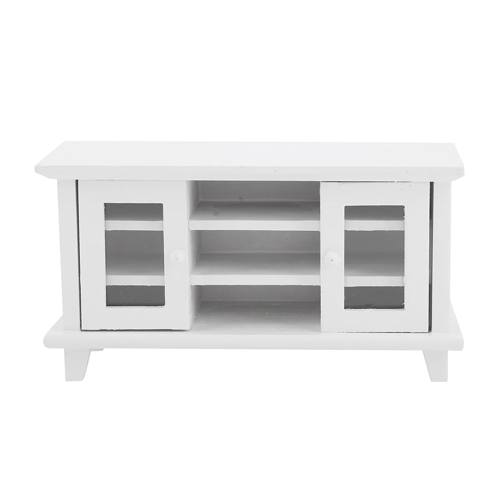 1/12 Scale Dollhouse Storage TV Cabinet Model Miniature Mini Wooden Furniture Children Gift