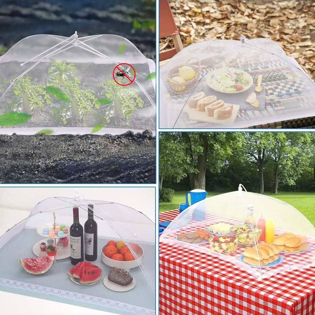 4-Piece Large Mesh Food Cover Tent Set for Outdoor BBQs, Picnics & Parties - Collapsible Design with Storage Bag (2 Sizes)