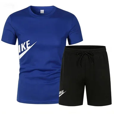 2026 Men's Summer T-shirt and Shorts Set, Men's Breathable Sportswear Set, Casual and Fashionable Short-sleeved T-shirt Set