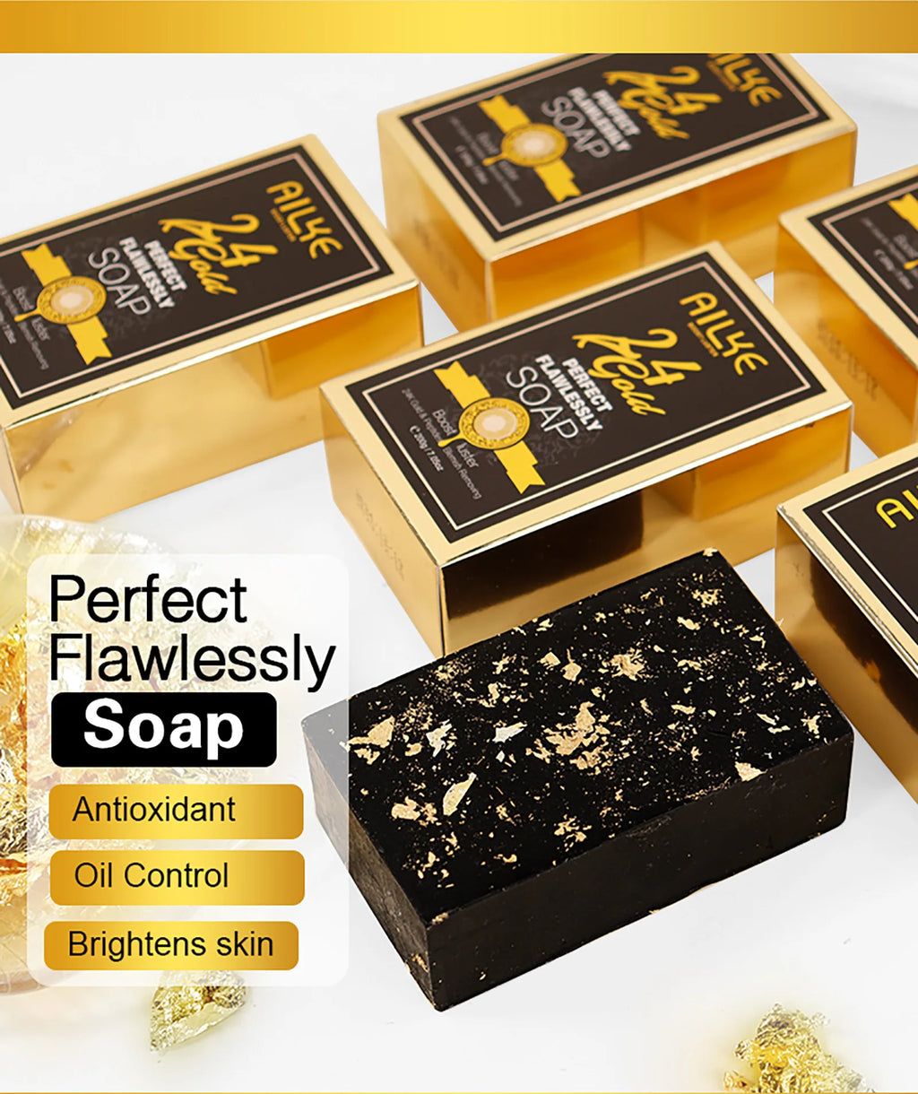 AILKE 24K Glod Flawlessly Skin Care Range, Skin Whitener, Reduce Dark Spots, Melanin, Wrinkles, Moisturize, For Women & Men