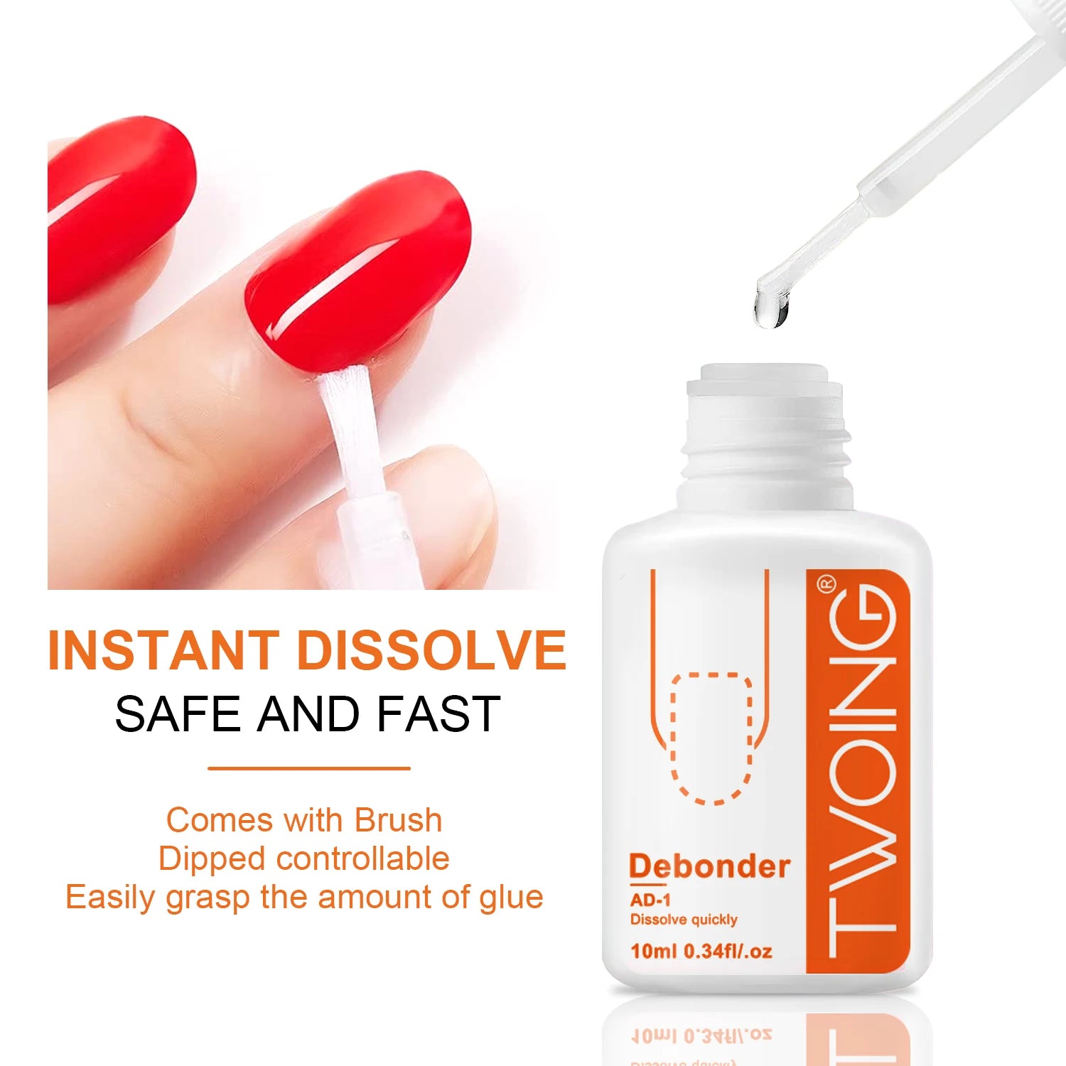Removing false Nais, press ON Nails Glue and fake Nail Adhesives, Nal Tips Remover Manicure Accessories fast Disolve liquid 10ml