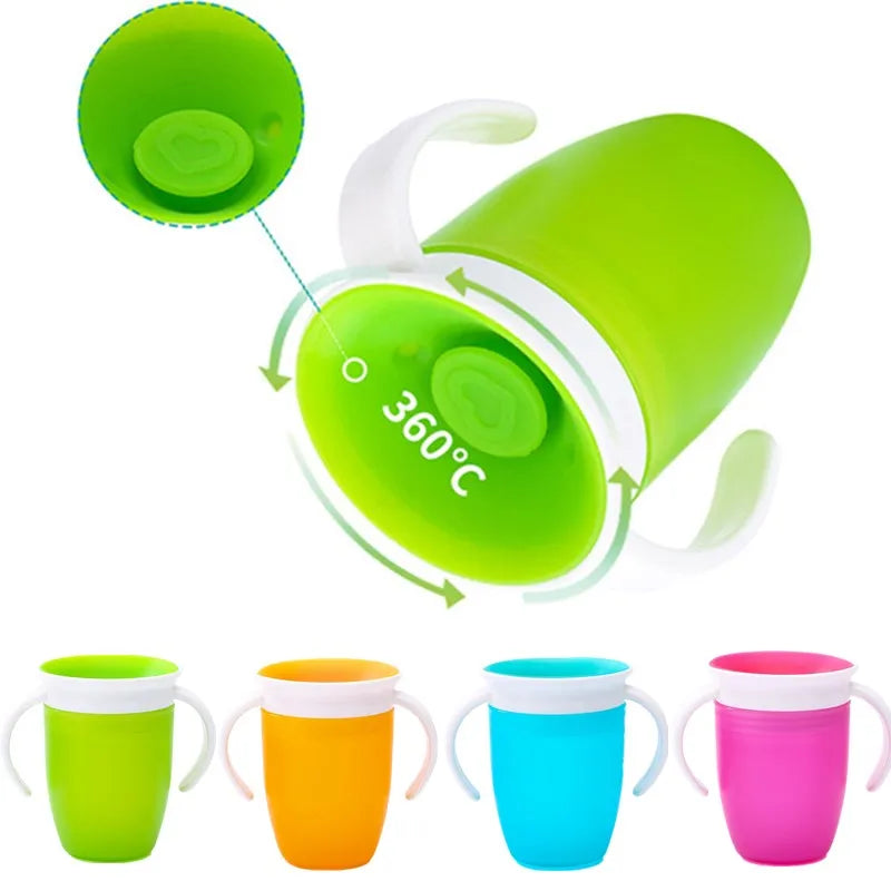 Vaso de Aprendizaje 360° con Doble Asa para Bebé | Tapa Flip | Antiderrame 🍼