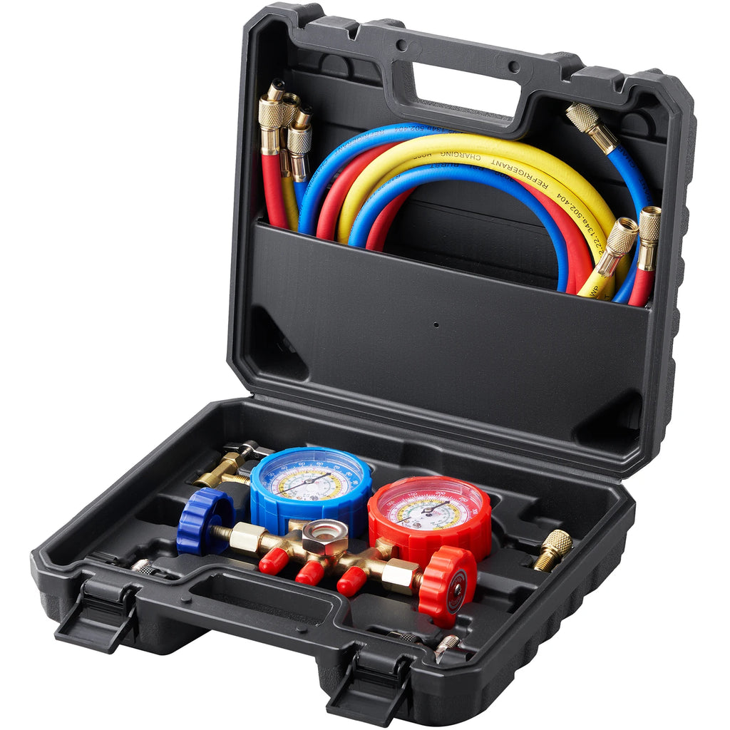 SucceBuy AC Gauge Set 3 Way AC Manifold Gauge Set for R134A/ R22/R12/R502 Refrigerant Works on Car Freon Charging and Evacuation