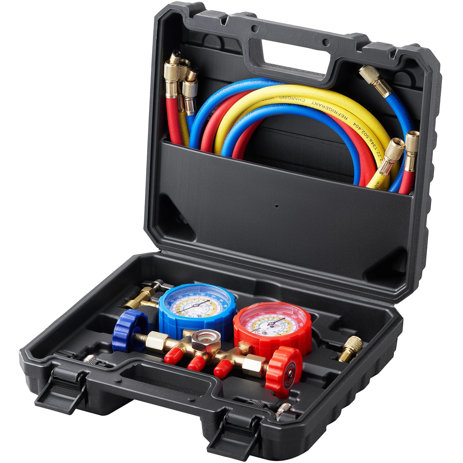 SucceBuy AC Gauge Set 3 Way AC Manifold Gauge Set for R134A/ R22/R12/R502 Refrigerant Works on Car Freon Charging and Evacuation