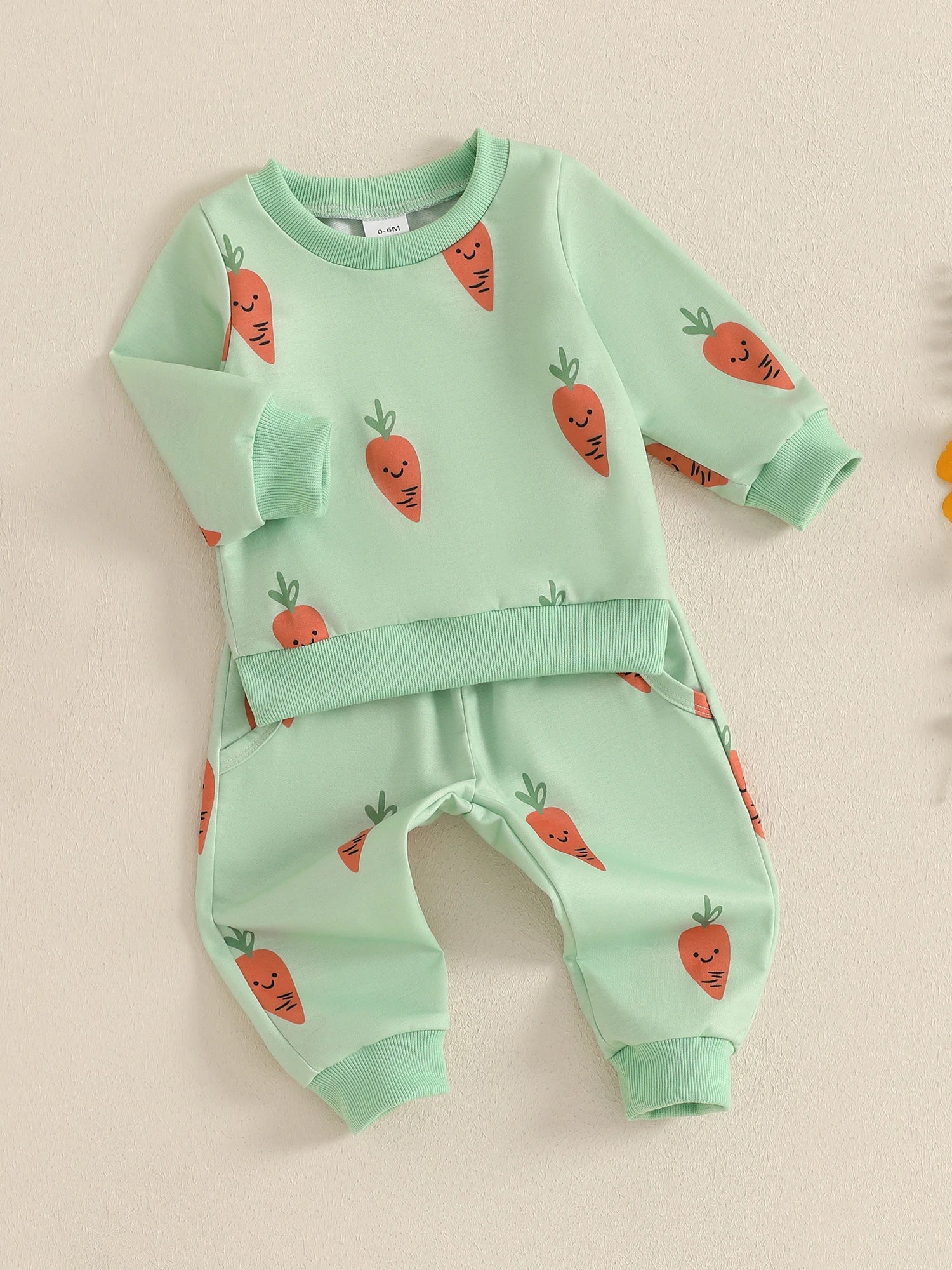 Cute Bunny Print Hooded Sweatshirt with Cozy Jogger Pants 2-Piece Outfit for Toddler Girls and Boys