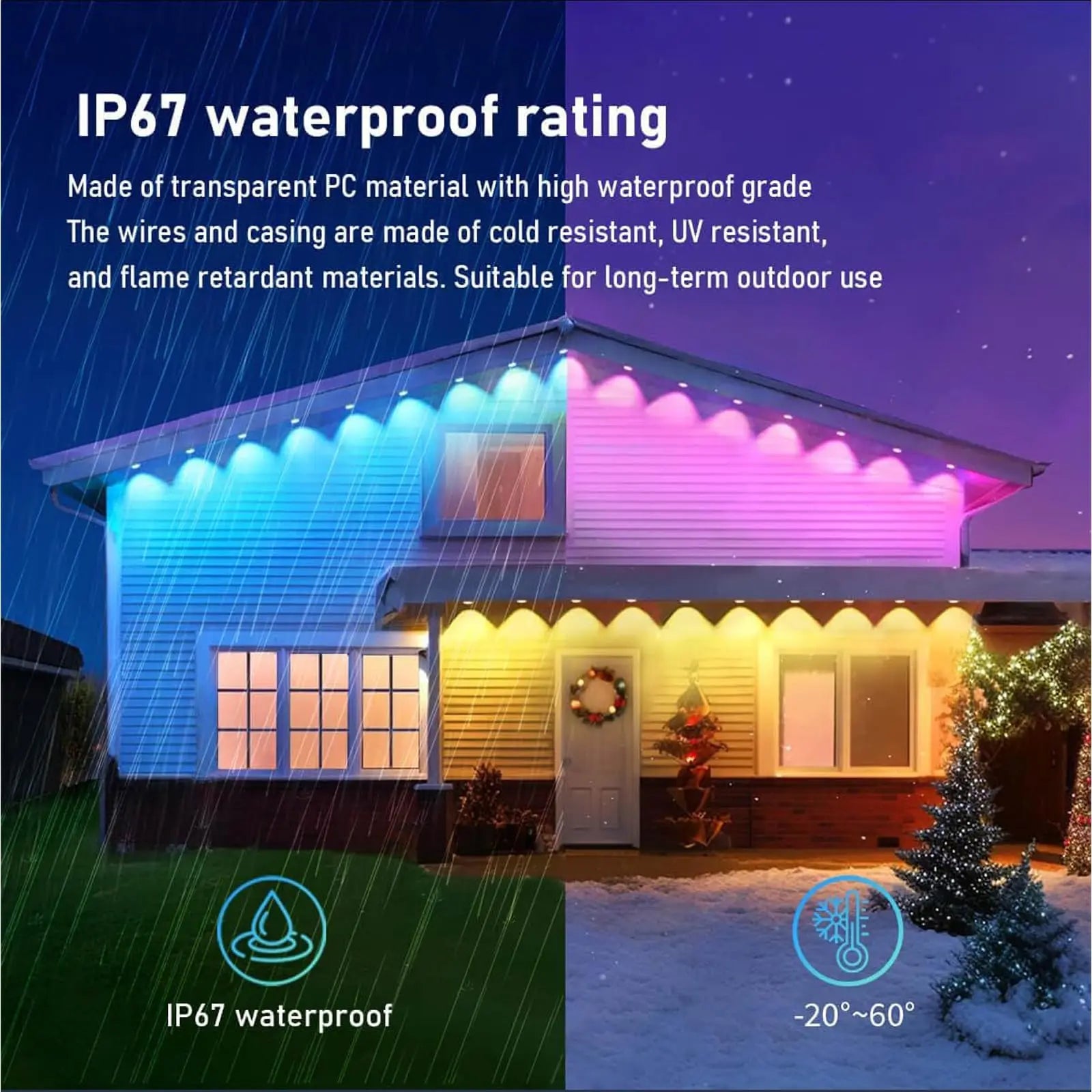 Luces Alero Exterior MIMIRGB 60m | 120LEDs RGBIC | IP67 | Alexa | Halloween y Navidad | Casa Completa - Firu Total Sales
