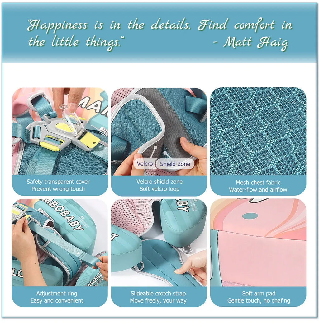 Mambobaby Float No-Slip Safe Harness ST-Cup Cake B503-150-W-Z  Safe Core No Inflation No Leaks Baby Swim Ring Toddler Pool Float