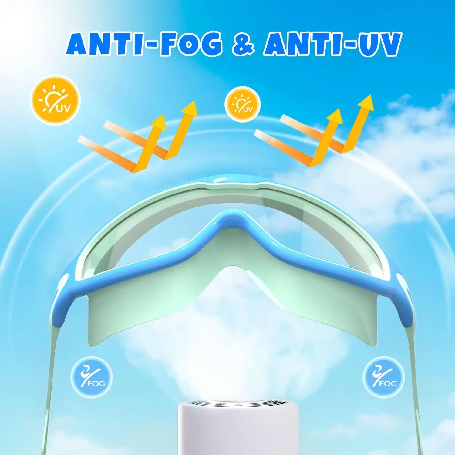 Kids Swim Goggles with Earplugs, Anti-Fog UV Protection for Boys Girls Ages 3-15, Large Frame 2PCS