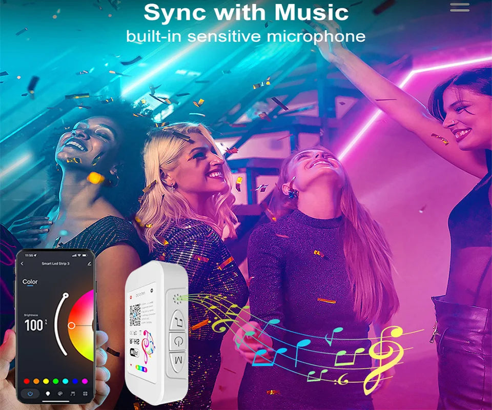 Tira LED RGB 5050 Vogliovoi WiFi | Bluetooth | Adhesiva | Tuya/Smart Life | Alexa y Google | Dormitorio - Firu Total Sales