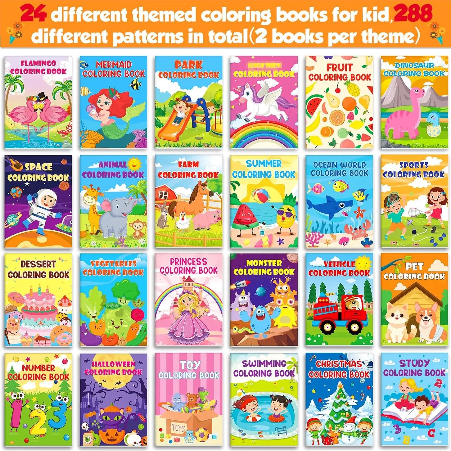 24 Pack Coloring Books for Kids Ages 4-8, Small Coloring Books for Kids Ages 2-4, Kids Birthday Party Favors Bulk Gifts