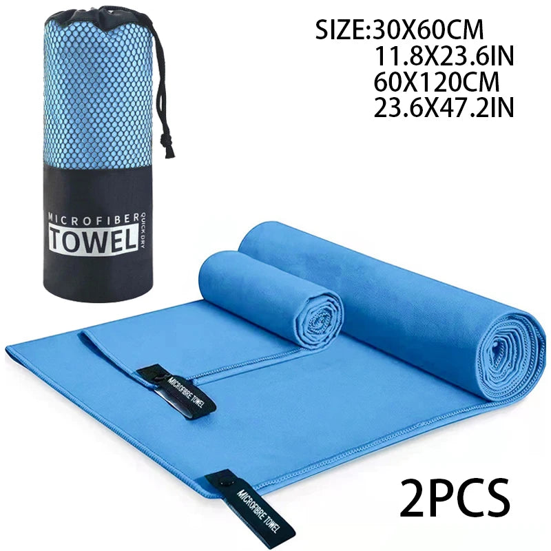 2-pcs Microfibre set sports towel fitness swimming towel body bath towel canbeused for yoga running camping beach WashclothTowel