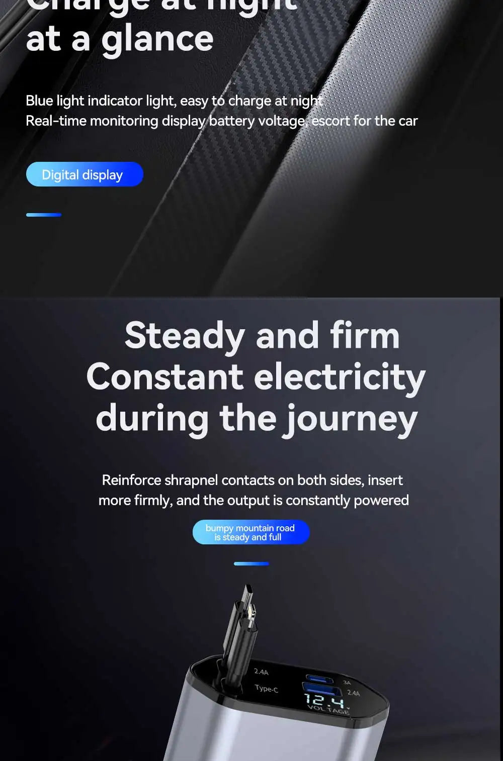 Cargador de Auto 4 en 1 120W Retráctil | USB Tipo C | iPhone Xiaomi Samsung 🔌