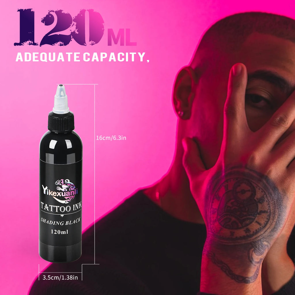 1 Bottle Of Premium Black Tattoo Ink | Cut Line Black/Super Black, Darkest, For Outlining, Shading And Blending, Long Lasting