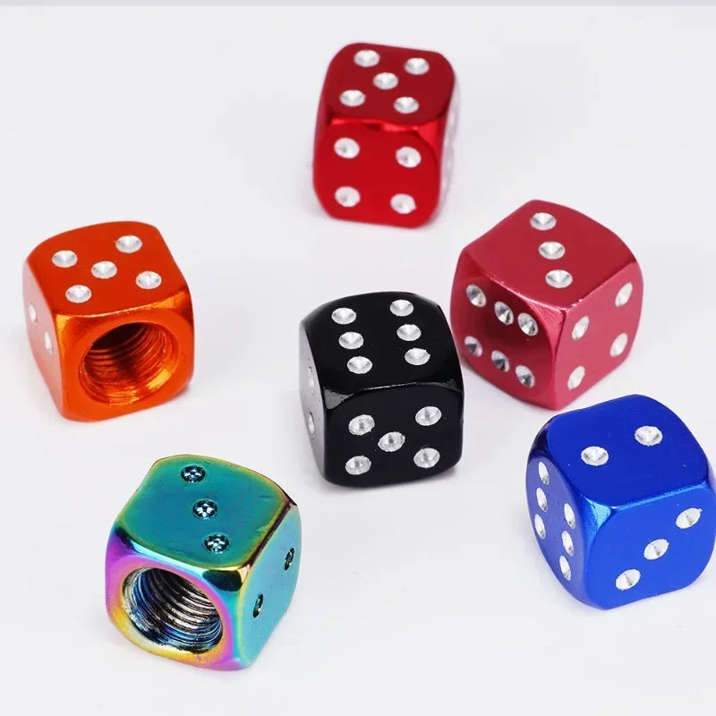 4PCS Aluminum Alloy Dice Car Wheel Tire Valve Caps Tyre Rim Stem Covers Airdust Waterproof For Automobiles Motorcycles Trucks