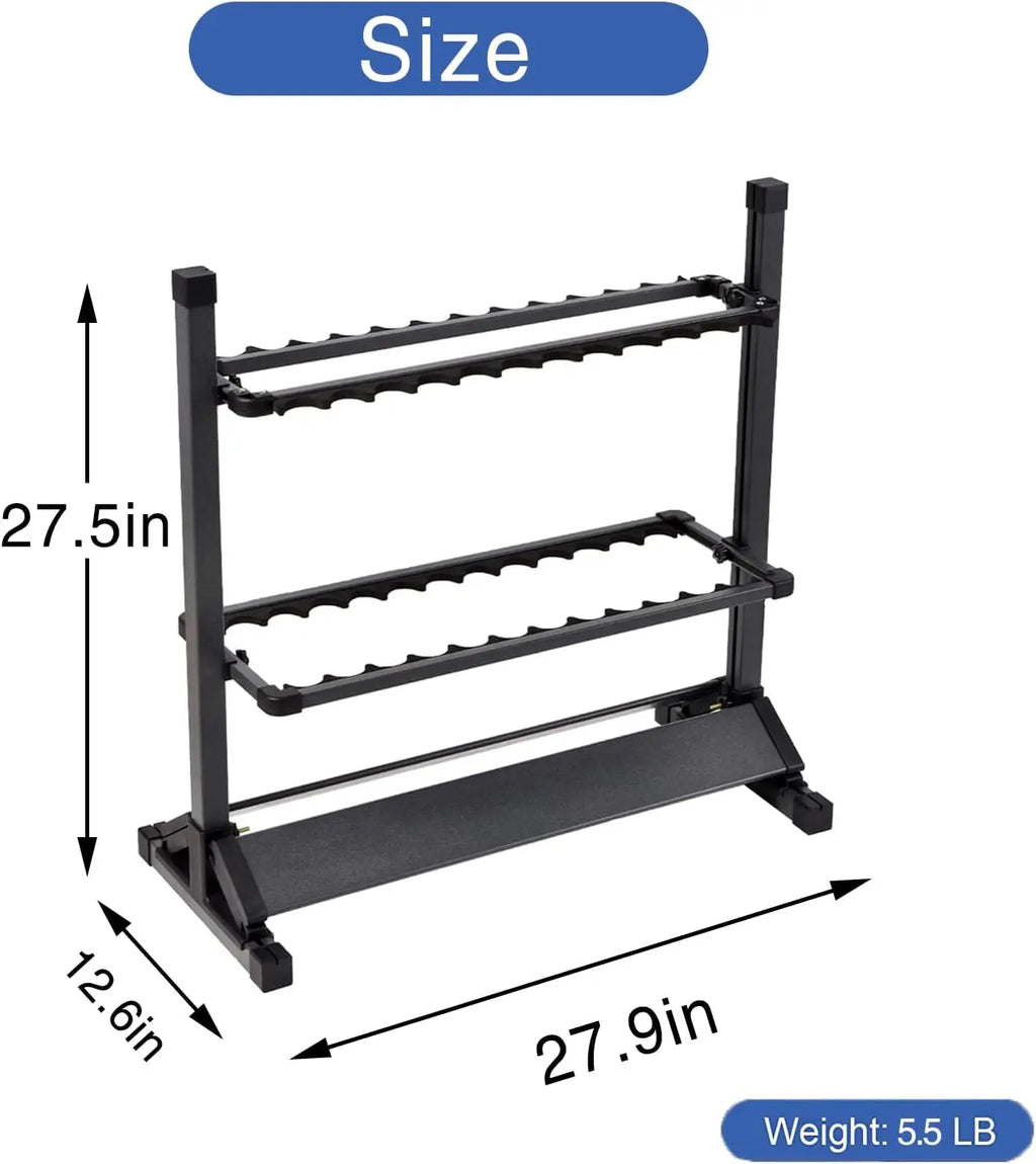 Portable Aluminum Fishing Rod Holder Rack, Holds Up to 24 Rods, Modern Matte Black Design