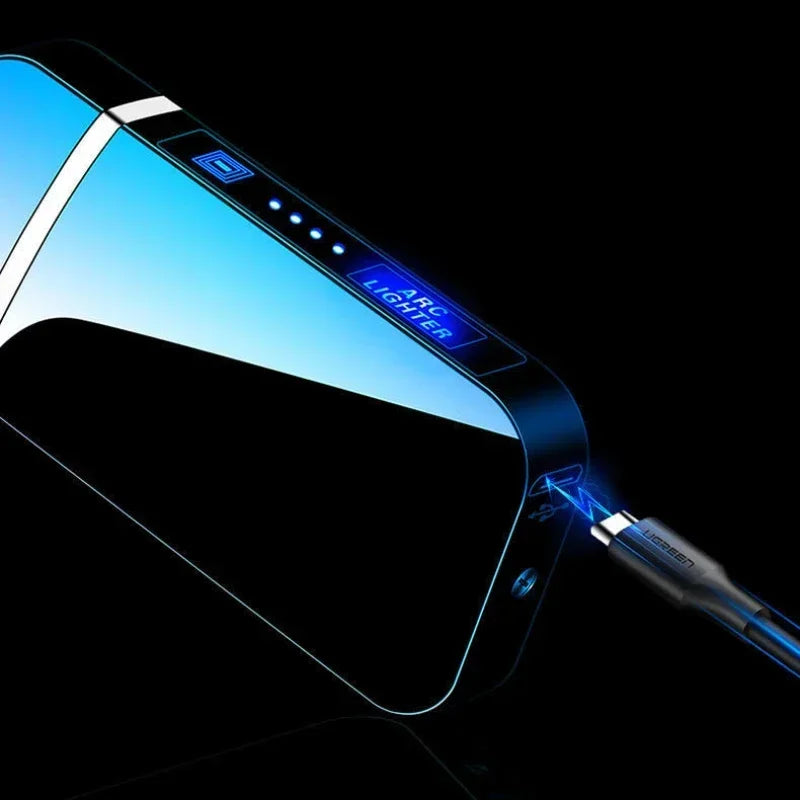 Smart Windproof Flameless Plasma Lighter | Double Arc USB Rechargeable | LED Power Display Touch | Metal Body