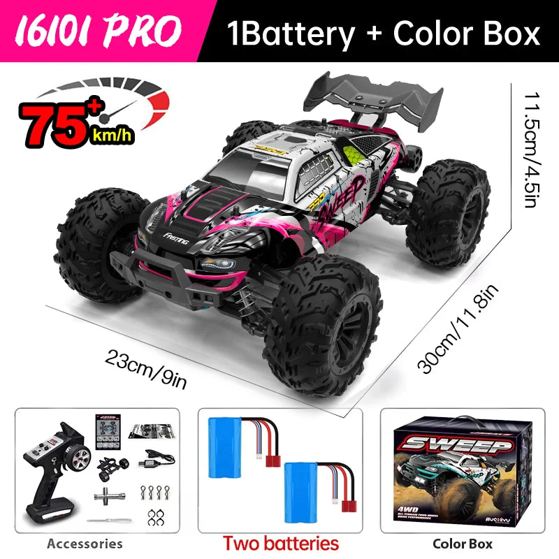 WLtoys 16101 Pro Carro RC 1:16 | 75KM/H | 4WD | Motor Brushless | LED | 2.4G | Drift Monster Truck | Regalo Niños