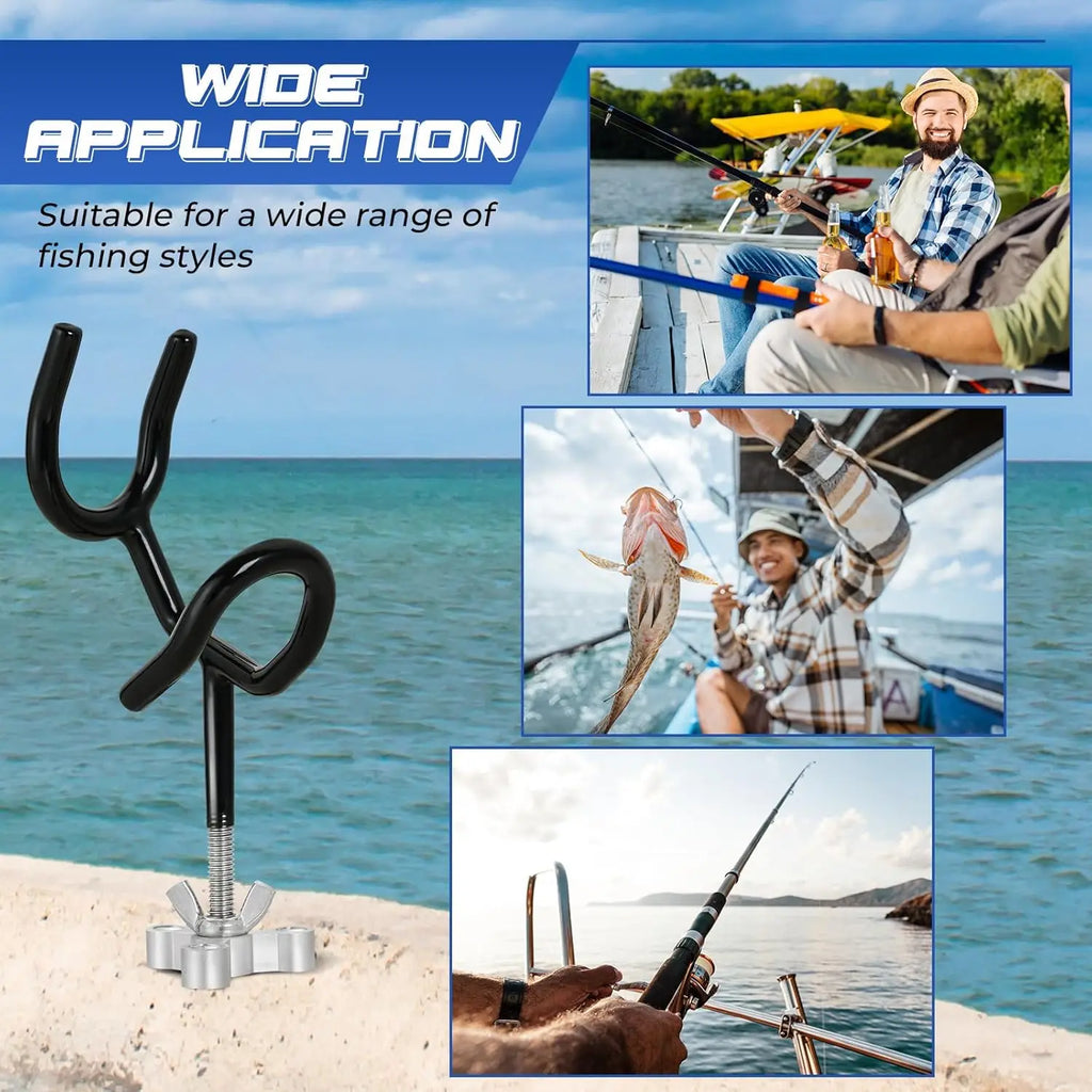 8-Pack 20-Degree Angle Steel Fishing Rod Holders with PVC Coating and Mounting Base, Ideal for Boats and Yachts