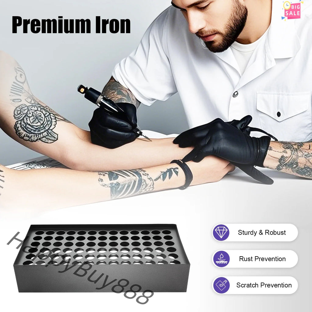78 Holes Tattoo Ink Holder Rack Wall-mounted Cartridge Organizer Vertical Display Stand for Pigment Bottle