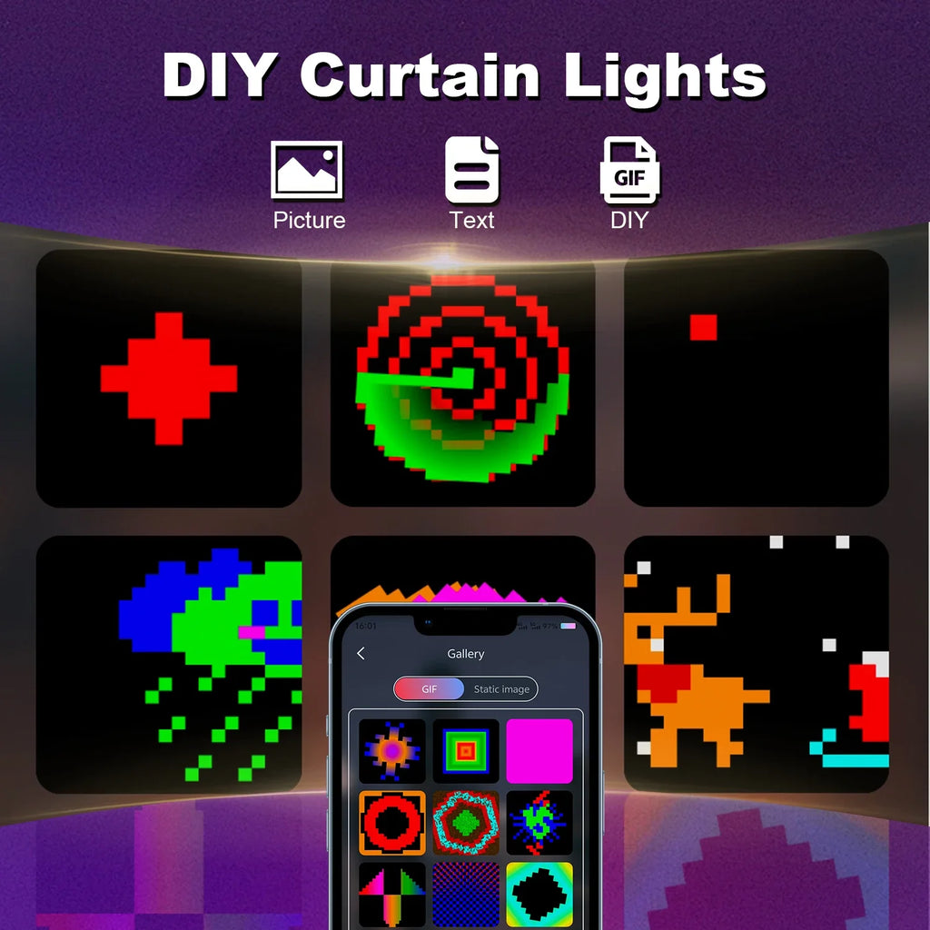 Luces Cortina LED 400 RGB GCTECHING | App Control | Sincronización Musical | Navidad y Exterior - Firu Total Sales