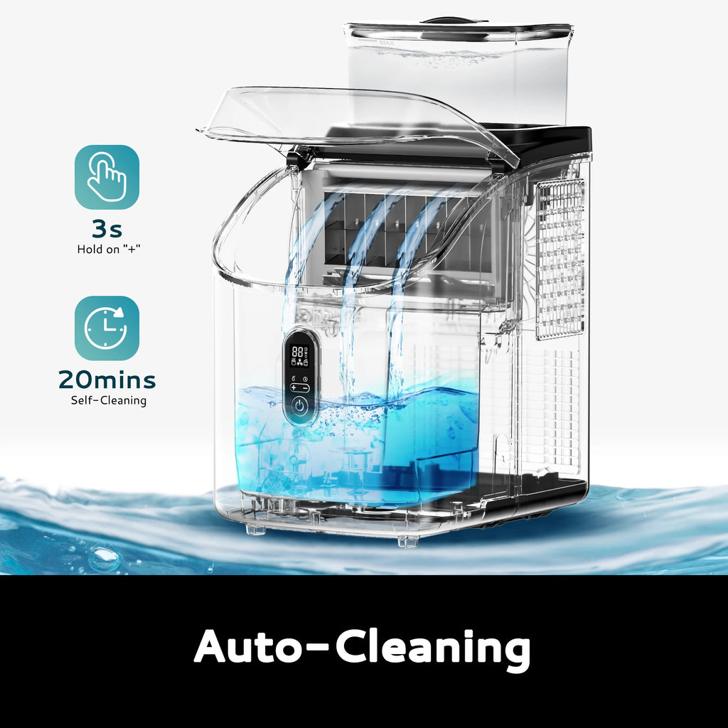 Máquina de Hielo Portátil EUHOMY | 15kg/24h | 9 Cubos en 6 Min | Autolimpiante