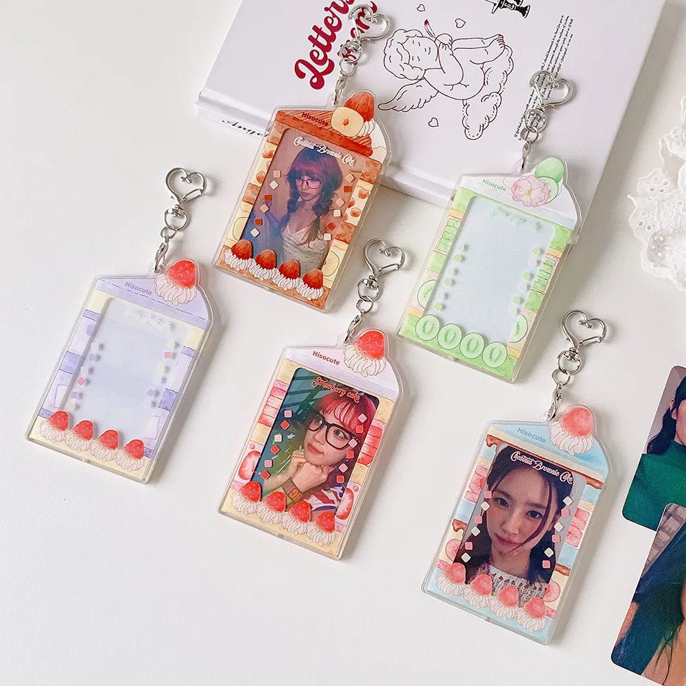 MINKYS Summer Fruit Acrylic 3 inch Kpop Photocard Holder Photo Card Holder Bag Pendant School Stationery