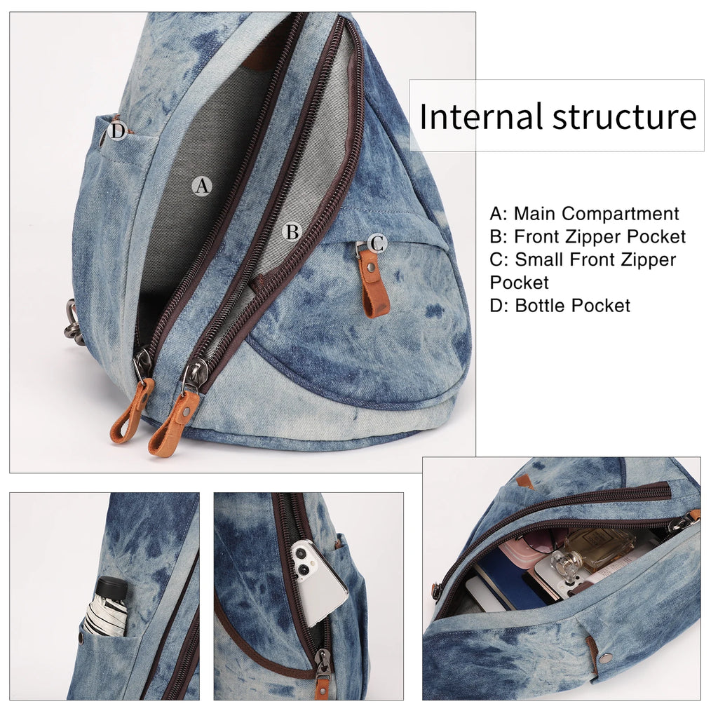 KL928 Canvas Sling Bag - Small Crossbody Backpack Shoulder Casual Daypack Rucksack for Men Women - Firu Total Sales