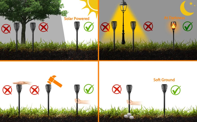 Antorcha Solar 96 LED Efecto Llama Bailarina ZTree | IP65 | Jardín y Patio Exterior - Firu Total Sales