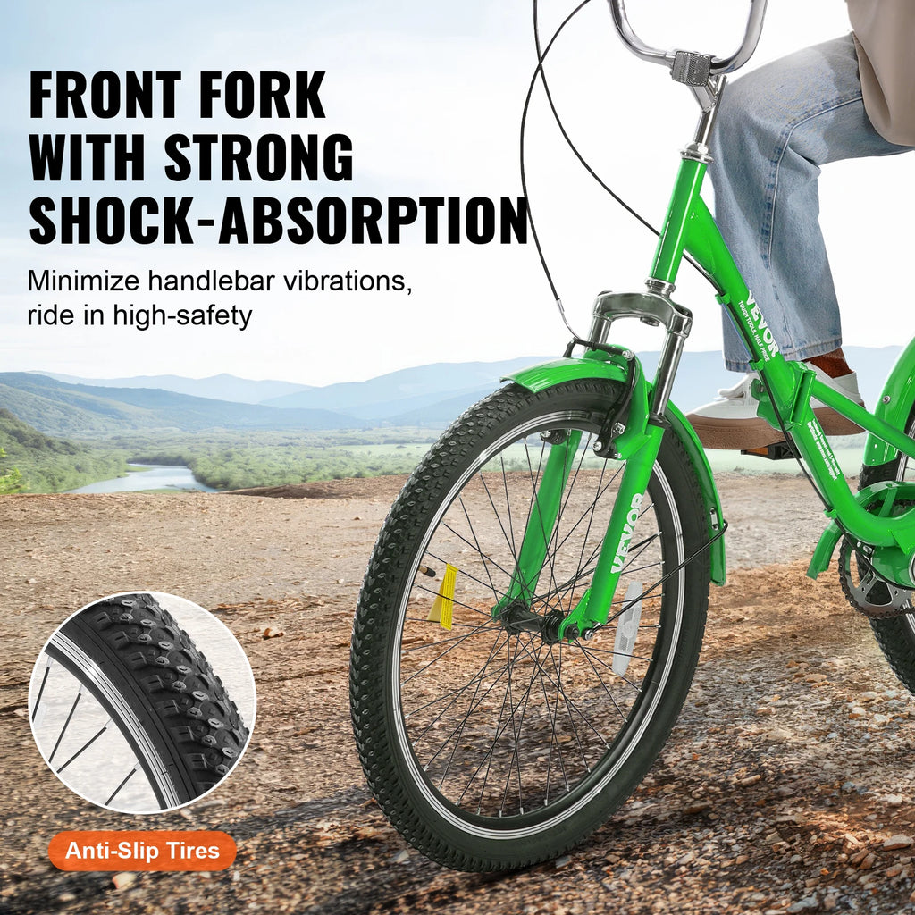 SucceBuy 20/24/26-Inch Folding Adult Tricycle Carbon Steel 3 Wheel Cruiser Shopping Picnic Foldable For Women Men  Seniors