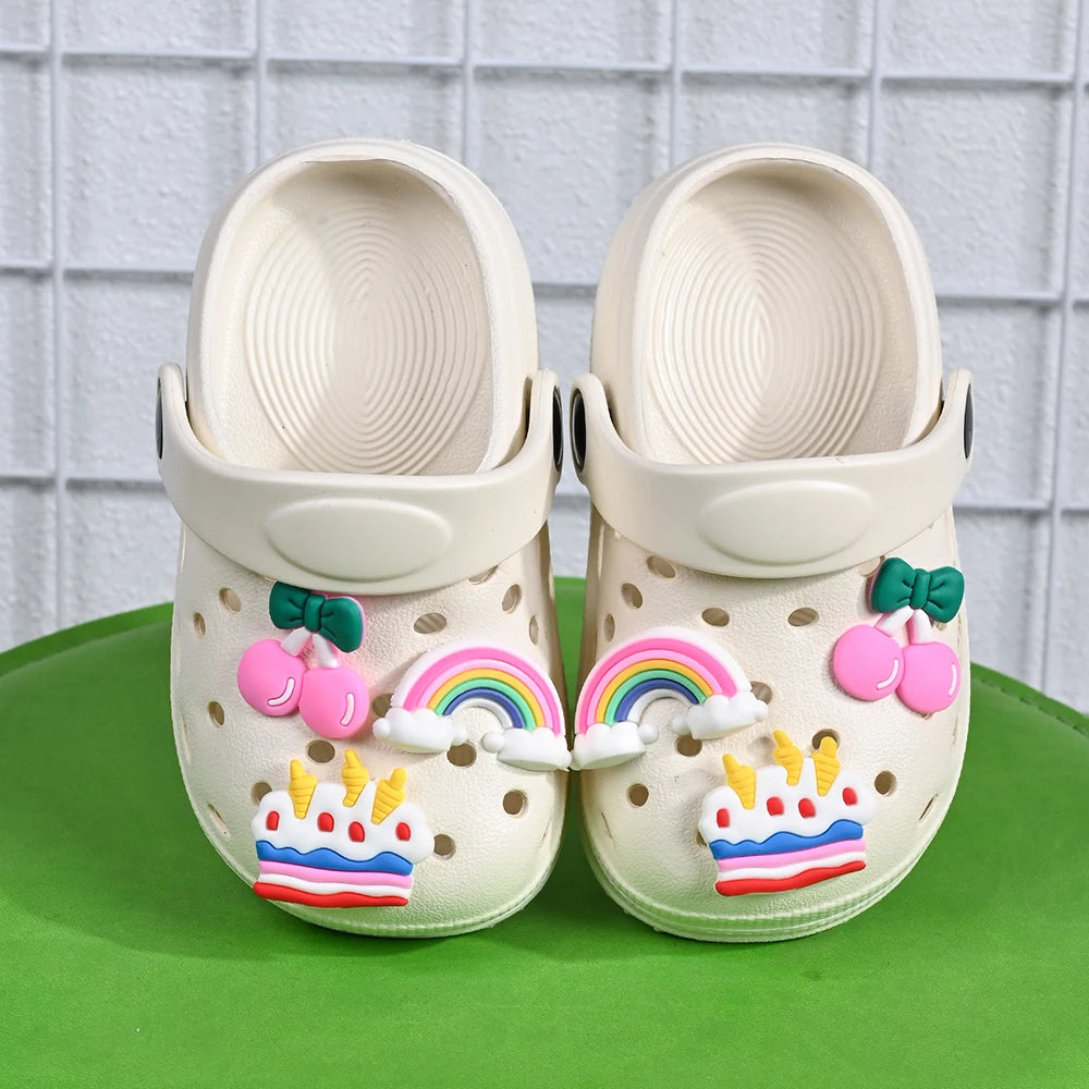New Summer Children's Slippers Rainbow Cherry Cake Casual Sandals - Breathable Non-Slip for Boys Girls - Home & Beach Wear