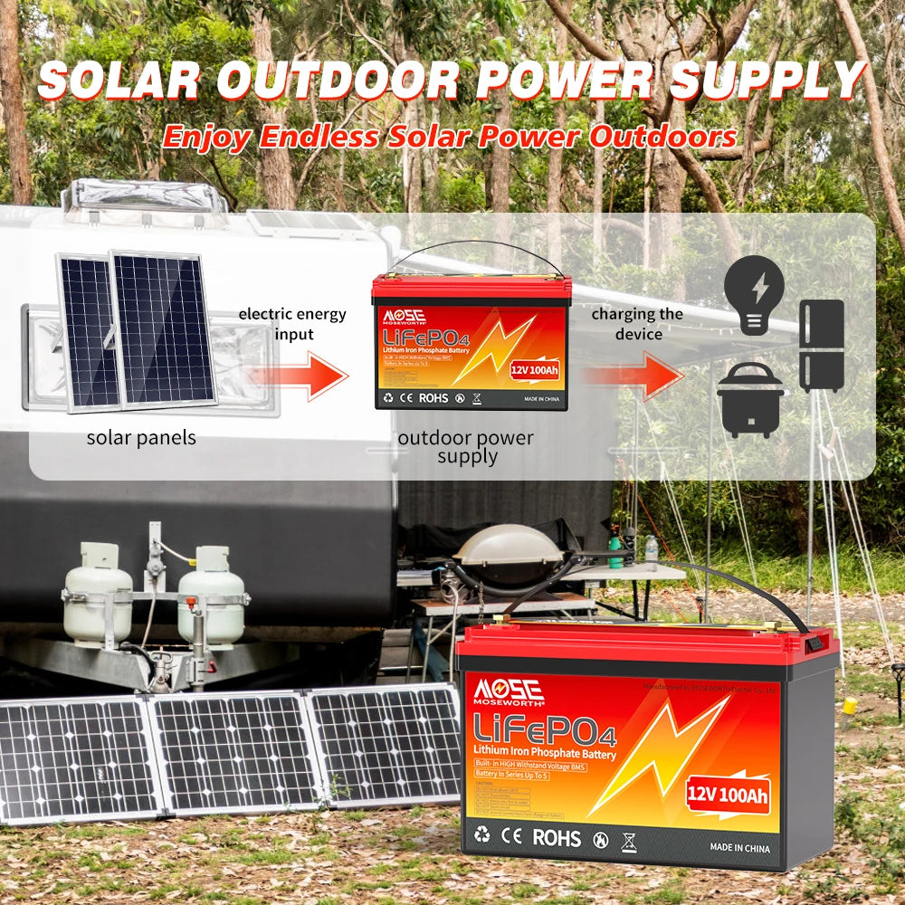 Batería LiFePO4 12V 6Ah-300Ah con BMS | Recargable | Solar y Ciclo Profundo 🔋